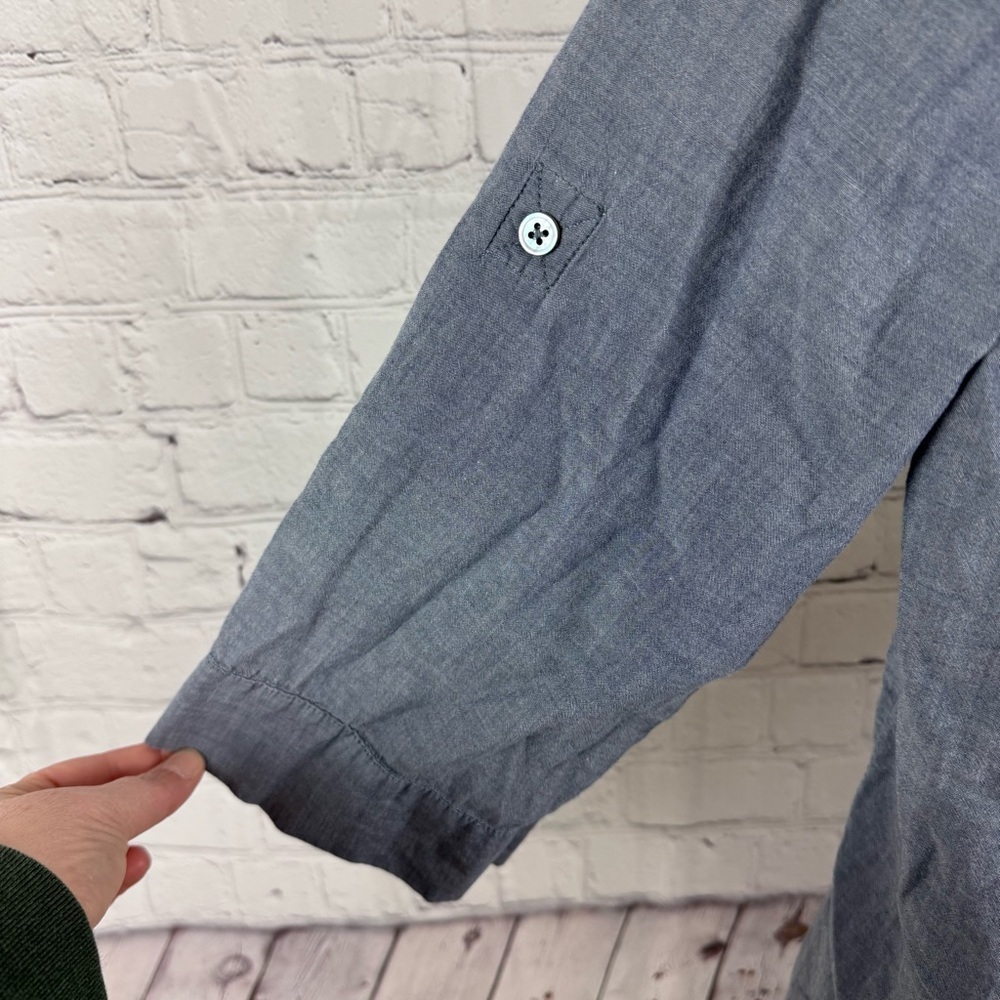 J. Jill Chambray Pleated V-Neck Button Down Shirt Size XL - Picture 6 of 8